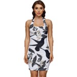 Blackbirds Sleeveless Wide Square Neckline Ruched Bodycon Dress