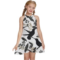 Kids  Halter Collar Waist Tie Chiffon Dress 