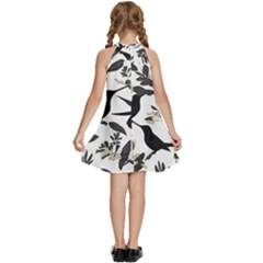 Kids  Halter Collar Waist Tie Chiffon Dress 