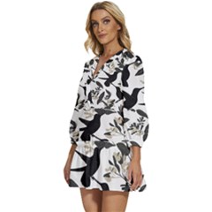 V-Neck Placket Mini Dress 