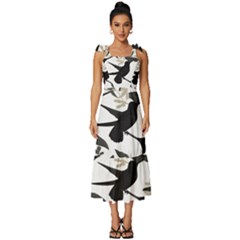 Tie-Strap Tiered Midi Chiffon Dress 