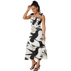 Tie-Strap Tiered Midi Chiffon Dress 
