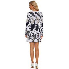 Long Sleeve Deep V Mini Dress  