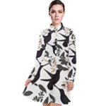 Blackbirds Long Sleeve Chiffon Shirt Dress