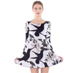Blackbirds Long Sleeve Velvet Skater Dress