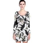 Blackbirds Long Sleeve Velvet Bodycon Dress