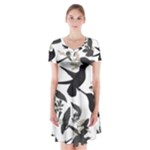 Blackbirds Short Sleeve V-neck Flare Dress
