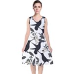 Blackbirds V-Neck Midi Sleeveless Dress 