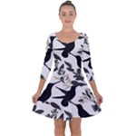 Blackbirds Quarter Sleeve Skater Dress