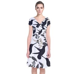 Short Sleeve Front Wrap Dress 