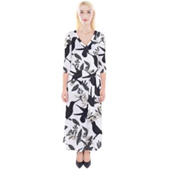 Quarter Sleeve Wrap Maxi Dress 