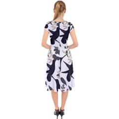 Cap Sleeve Front Wrap Midi Dress 