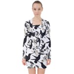 Blackbirds V-neck Bodycon Long Sleeve Dress