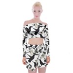 Blackbirds Off Shoulder Top with Mini Skirt Set