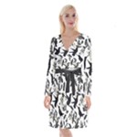 Blackbirds Long Sleeve Velvet Front Wrap Dress