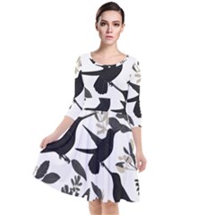 Quarter Sleeve Waist Band Dress 