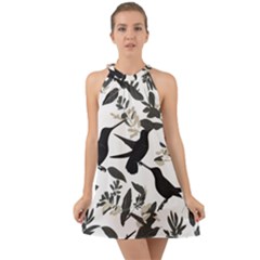 Halter Tie Back Chiffon Dress 