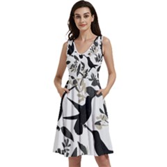 Sleeveless V-Neck Skater Dress with Pockets 