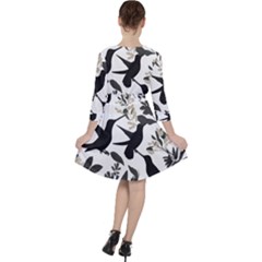 Quarter Sleeve Ruffle Waist Dress 