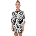 Blackbirds Half Sleeve Chiffon Kimono