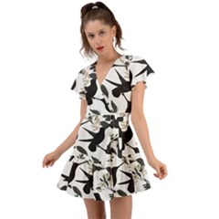 Flutter Sleeve Wrap Dress 
