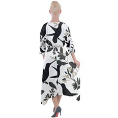 Quarter Sleeve Wrap Front Maxi Dress 