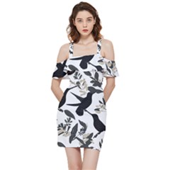 Shoulder Frill Bodycon Summer Dress 