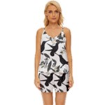 Blackbirds V-Neck Satin Pajamas Set
