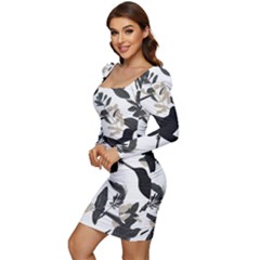 Women Long Sleeve Ruched Stretch Jersey Dress 