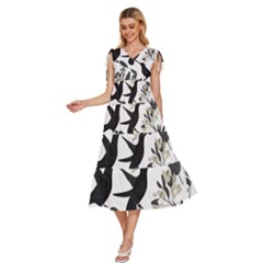 V-Neck Drawstring Shoulder Sleeveless Maxi Dress 