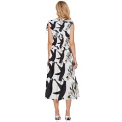 V-Neck Drawstring Shoulder Sleeveless Maxi Dress 