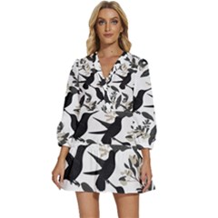 V-Neck Placket Mini Dress 