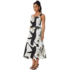 Square Neckline Tiered Midi Dress 