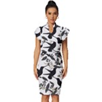Blackbirds Vintage Frill Sleeve V-Neck Bodycon Dress