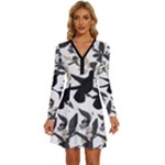 Blackbirds Long Sleeve Deep V Mini Dress 