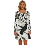 Blackbirds Long Sleeve Wide Neck Velvet Dress