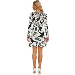 Long Sleeve Wide Neck Velvet Dress 