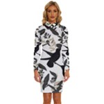 Blackbirds Long Sleeve Shirt Collar Bodycon Dress
