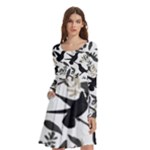 Blackbirds Long Sleeve Knee Length Skater Dress With Pockets
