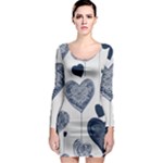 Blue Hearts Long Sleeve Bodycon Dress