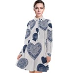 Blue Hearts Long Sleeve Chiffon Shirt Dress