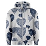 Blue Hearts Men s Zipper Hoodie