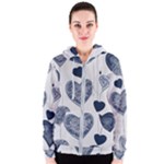 Blue Hearts Women s Zipper Hoodie
