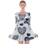 Blue Hearts Long Sleeve Skater Dress