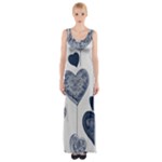 Blue Hearts Thigh Split Maxi Dress