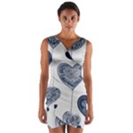 Blue Hearts Wrap Front Bodycon Dress