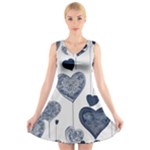 Blue Hearts V-Neck Sleeveless Dress