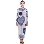 Blue Hearts Turtleneck Maxi Dress