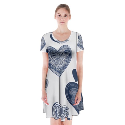 Blue Hearts Short Sleeve V
