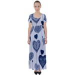 Blue Hearts High Waist Short Sleeve Maxi Dress